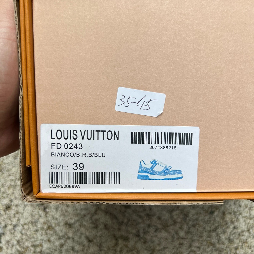 LV TRAINER MAXI White and bule denim